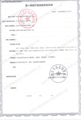 晖宏一类帽子备案信息表